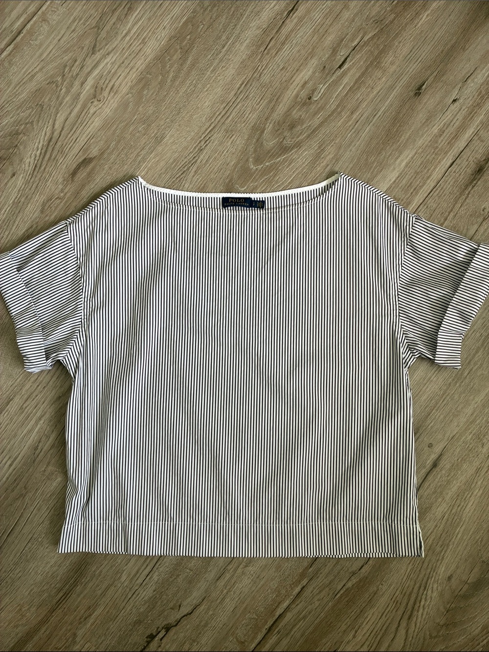 Polo by Ralph Lauren Navy Pinstripe Cotton Boxy Short-Sleeve Tee